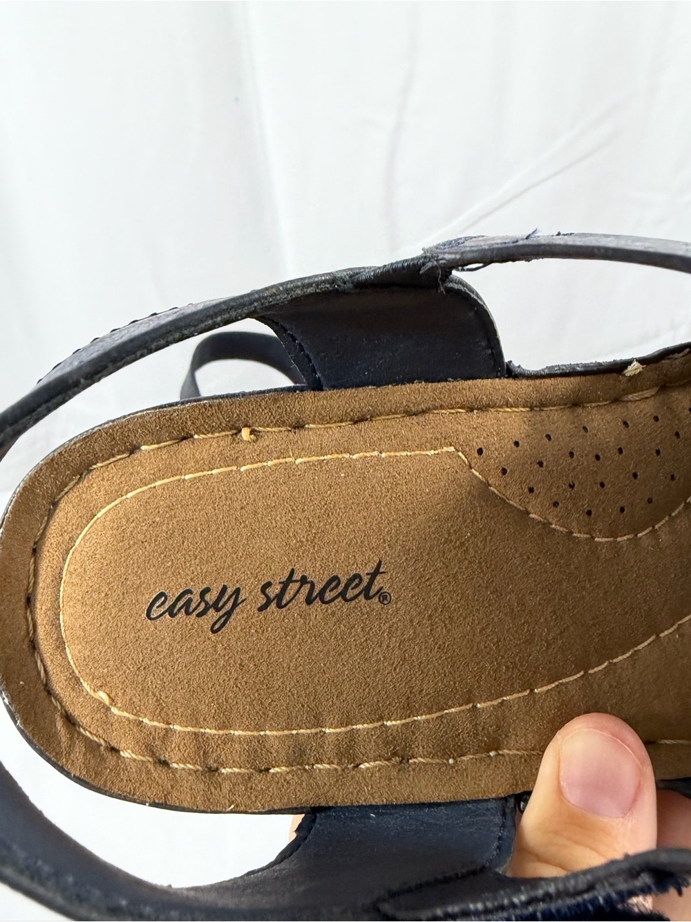 NWT Easy Street Women’s Size 8W Navy Blue Sandals - Picture 2 of 9